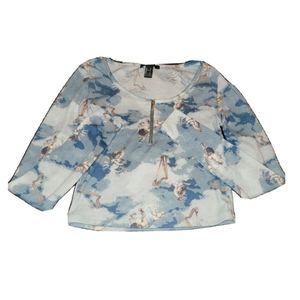Forever 21 Angels Print Cropped Long Sleeve